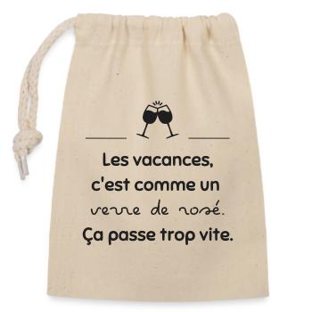 Comme le rosé, ça passe trop vite | Idée cadeau - Sac cadeau en coton avec cordon (14 x 20 cm) - nature - Devant