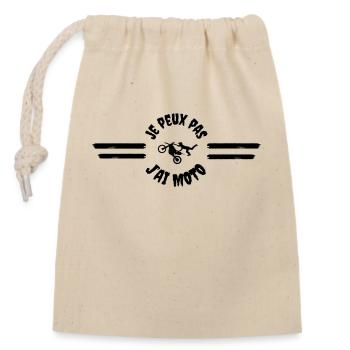 Je peux pas j'ai moto - Sac cadeau en coton avec cordon (14 x 20 cm) - nature - Devant