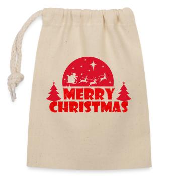 Merry Christmas - Sac cadeau en coton avec cordon (14 x 20 cm) - nature - Devant