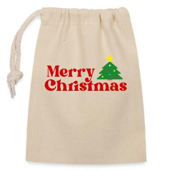 Merry Christmas - Sac cadeau en coton avec cordon (14 x 20 cm) - nature - Devant