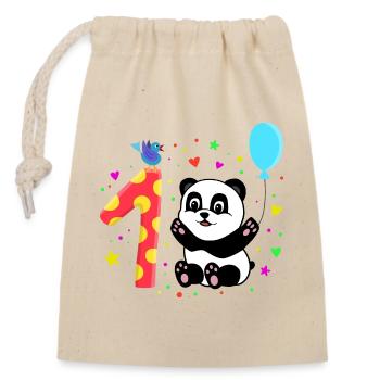 First Birthday 1st Year Panda Cute Gift - Closable cotton gift bag (14x20cm) - nature - Front
