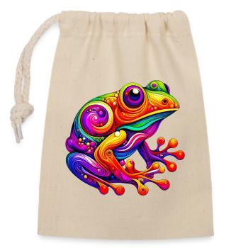 Frog - Closable cotton gift bag (14x20cm) - nature - Front
