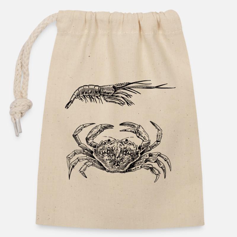 Crab & Shrimp - Shellfish Power - Closable cotton gift bag (14x20cm) - nature