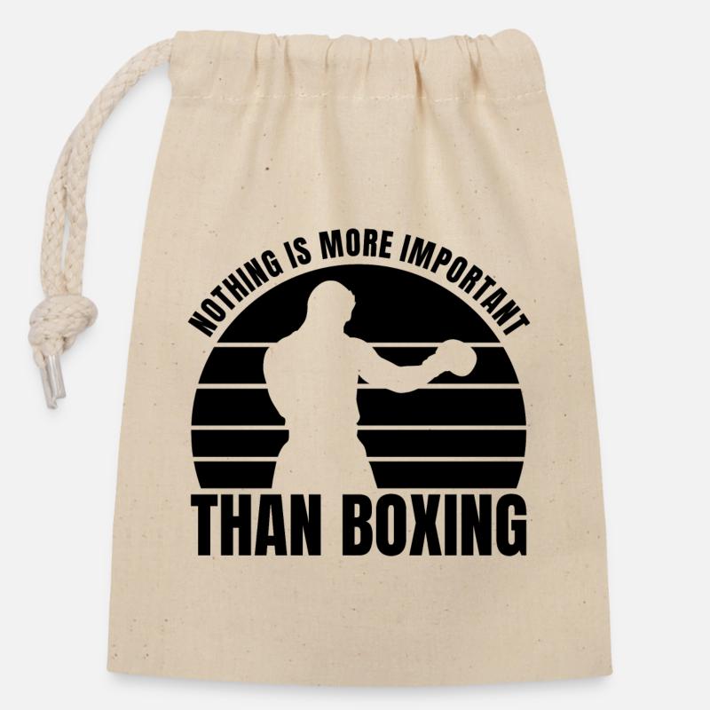 Amateurs de boxe - Sac cadeau en coton avec cordon (14 x 20 cm) - nature