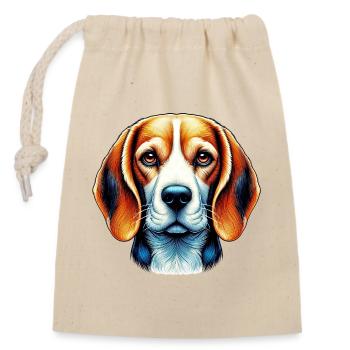 Beagle Hund - Verschließbarer Geschenkbeutel aus Baumwolle (14x20cm) - Natur - Vorne