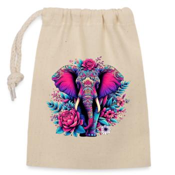 Elephant - Closable cotton gift bag (14x20cm) - nature - Front