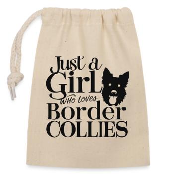 Juste une fille qui aime les border collies Mädchen - Sac cadeau en coton avec cordon (14 x 20 cm) - nature - Devant