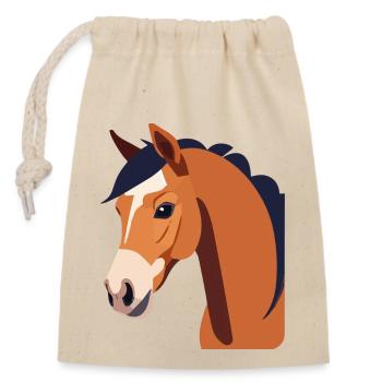 Horse Head Brown Horse - Closable cotton gift bag (14x20cm) - nature - Front
