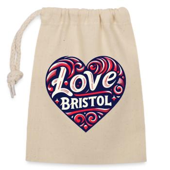 J’adore Bristol - Sac cadeau en coton avec cordon (14 x 20 cm) - nature - Devant