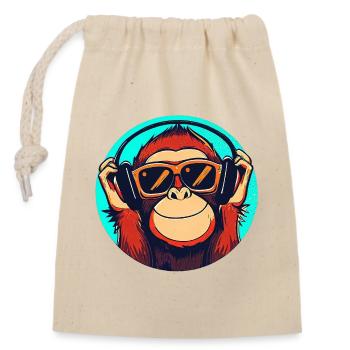 Singe - Sac cadeau en coton avec cordon (14 x 20 cm) - nature - Devant