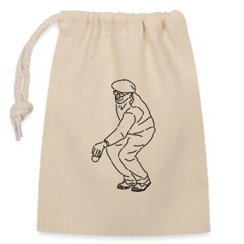 Joueur de pétanque gaucher - Sac cadeau en coton avec cordon (14 x 20 cm) - nature - Devant