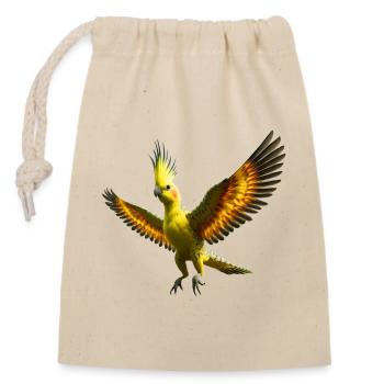 Cockatiel (21) - Closable cotton gift bag (14x20cm) - nature - Front