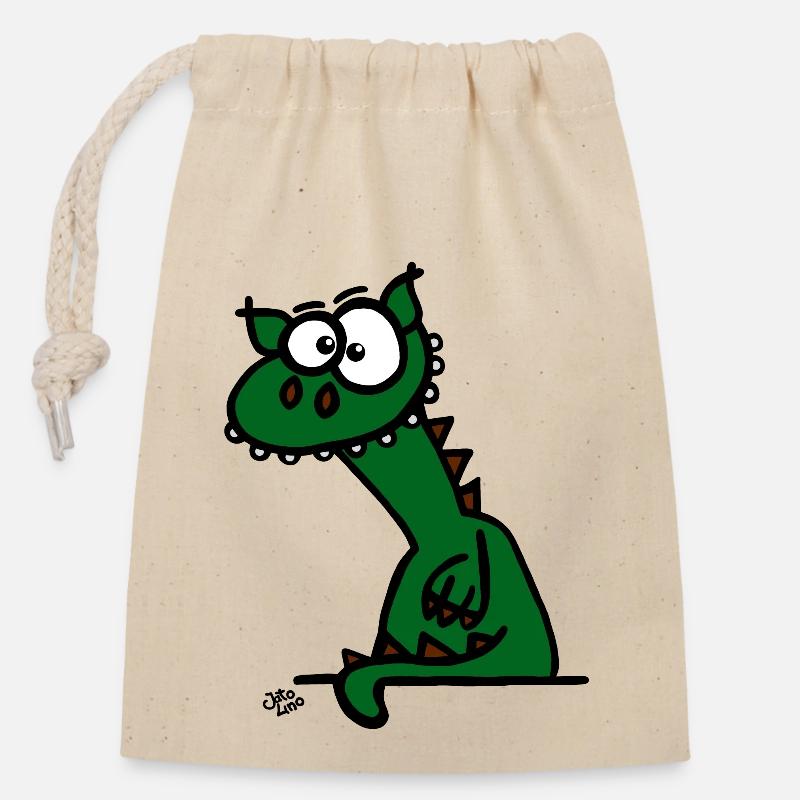 Le dragon - Sac cadeau en coton avec cordon (14 x 20 cm) - nature