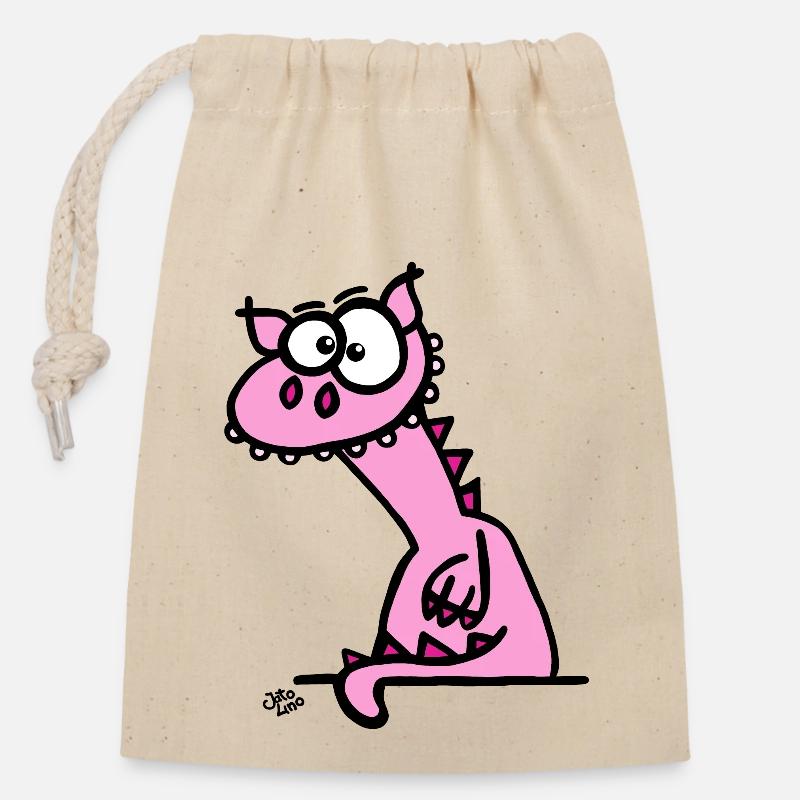 Le dragon - Sac cadeau en coton avec cordon (14 x 20 cm) - nature