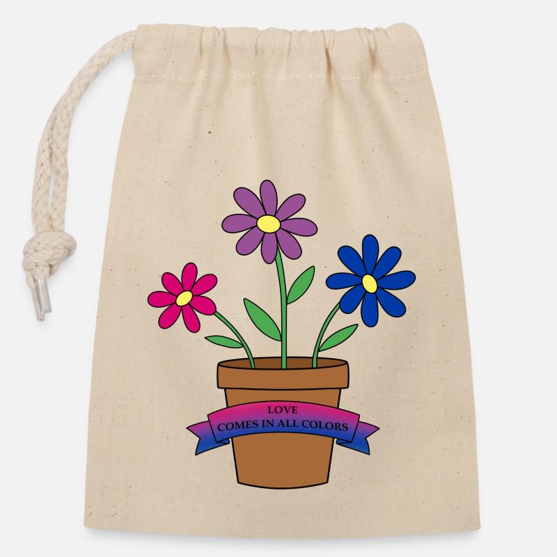 bisexual flowers - Verschließbarer Geschenkbeutel aus Baumwolle (14x20cm) - Natur