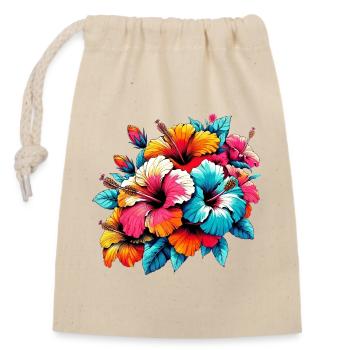 Hibiscus Flowers - Closable cotton gift bag (14x20cm) - nature - Front