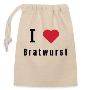 I love Bratwurst - Verschließbarer Geschenkbeutel aus Baumwolle (14x20cm) - Natur - Vorne