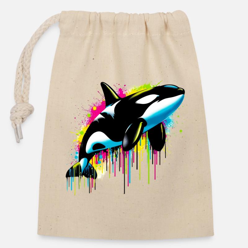 Orque - Sac cadeau en coton avec cordon (14 x 20 cm) - nature