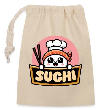 Kawaii Sushi Chef : Sushi Fun - Sac cadeau en coton avec cordon (14 x 20 cm) - nature - Devant