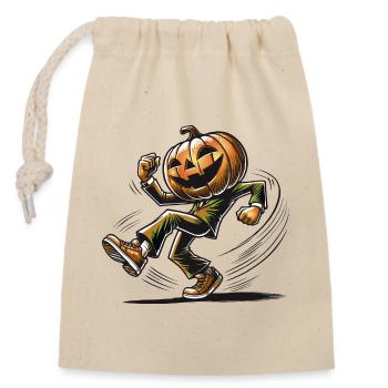 Dancing Pumpkin Head – Funny Halloween Motif - Closable cotton gift bag (14x20cm) - nature - Front