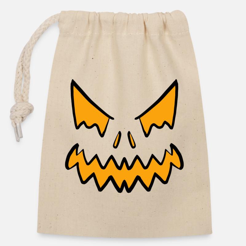 Halloween Face 1/2024 - Closable cotton gift bag (14x20cm) - nature