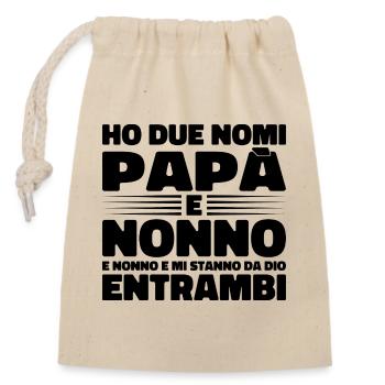 Papa und Opa - Verschließbarer Geschenkbeutel aus Baumwolle (14x20cm) - Natur - Vorne