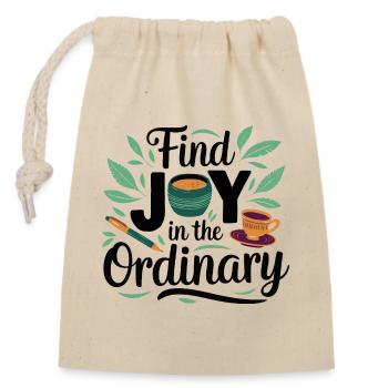 Trouver la joie dans l’ordinaire - Sac cadeau en coton avec cordon (14 x 20 cm) - nature - Devant