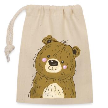Bear cub - Closable cotton gift bag (14x20cm) - nature - Front