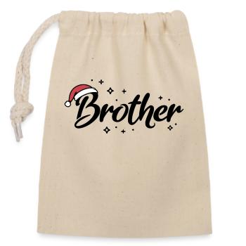 Weihnachtsmütze Brother Bruder - Verschließbarer Geschenkbeutel aus Baumwolle (14x20cm) - Natur - Vorne