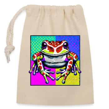Frog - Closable cotton gift bag (14x20cm) - nature - Front