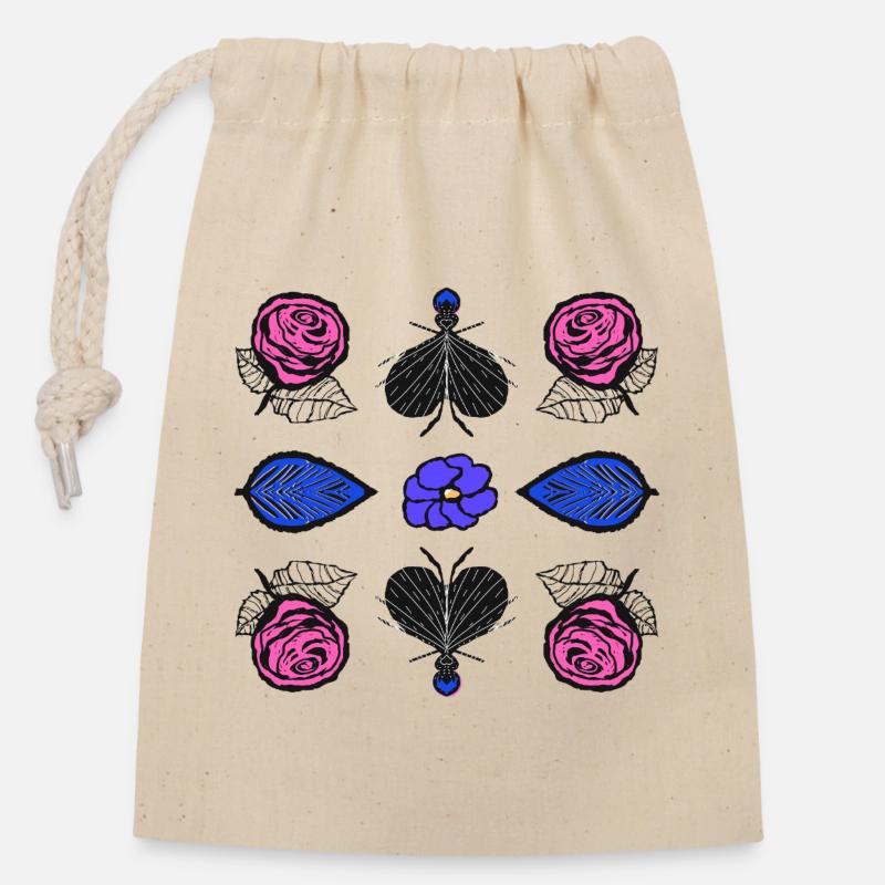 Roses Pop Art - Closable cotton gift bag (14x20cm) - nature
