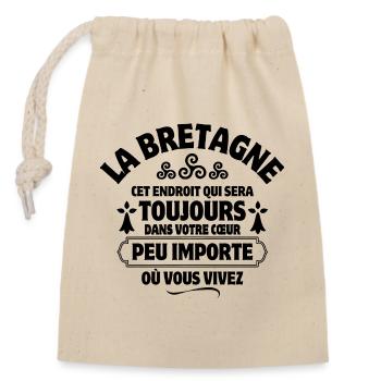 Brittany, Breton, Celtic, I am Breton - Closable cotton gift bag (14x20cm) - nature - Front