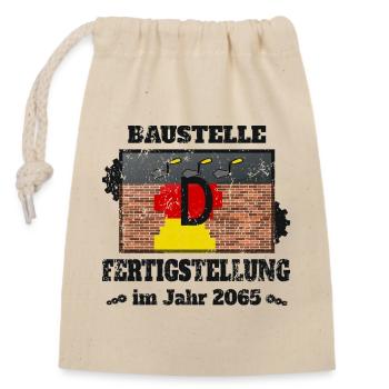 Construction site Germany - Closable cotton gift bag (14x20cm) - nature - Front
