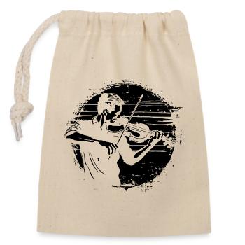 Violinist Drawing - Closable cotton gift bag (14x20cm) - nature - Front