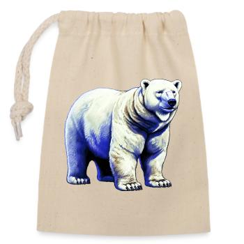 Weißer Eisbär - Verschließbarer Geschenkbeutel aus Baumwolle (14x20cm) - Natur - Vorne