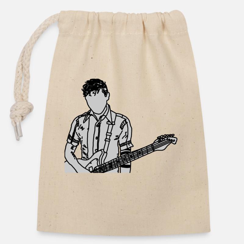 Guitar - Closable cotton gift bag (14x20cm) - nature