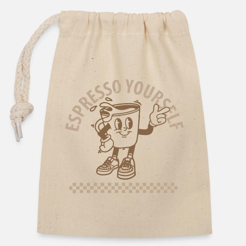 Espresso Yourself Café - Sac cadeau en coton avec cordon (14 x 20 cm) - nature