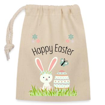 Happy Easter Bunny - Verschließbarer Geschenkbeutel aus Baumwolle (14x20cm) - Natur - Vorne