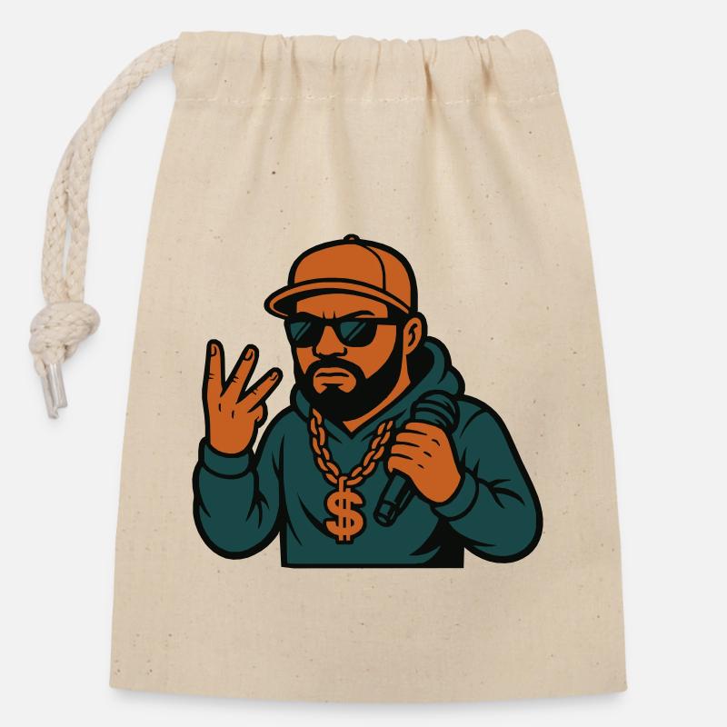 Rapper – Mic in der Hand, Style im Blut - Verschließbarer Geschenkbeutel aus Baumwolle (14x20cm) - Natur