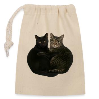 Two cats cuddling - Closable cotton gift bag (14x20cm) - nature - Front