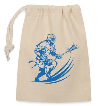 Lacrosse Player Graphics - Closable cotton gift bag (14x20cm) - nature - Front