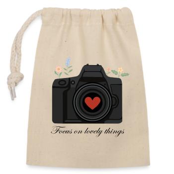 Camera Love – Design pour les amateurs de photographie - Sac cadeau en coton avec cordon (14 x 20 cm) - nature - Devant