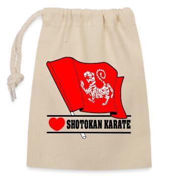 Drapeau avec tigre Shotokan karaté cœur et texte - Sac cadeau en coton avec cordon (14 x 20 cm) - nature - Devant