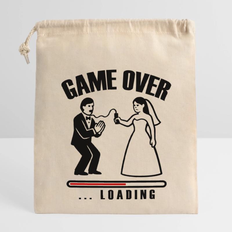 Game Over Loading Wedding Closable cotton gift bag (14x20cm)