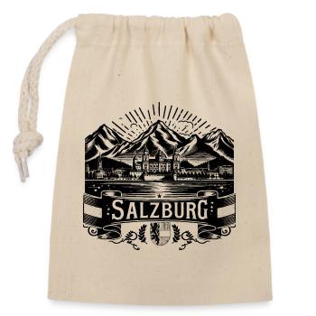 Salzburg Design mit Wappen - Verschließbarer Geschenkbeutel aus Baumwolle (14x20cm) - Natur - Vorne