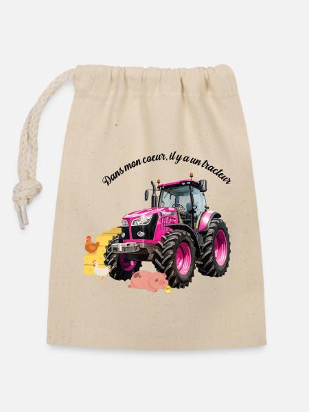 Traktor-Lüfter - Verschließbarer Geschenkbeutel aus Baumwolle (14x20cm) - Natur