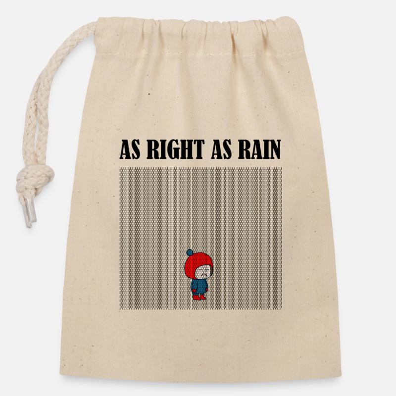 As_right_as_rain_black - Verschließbarer Geschenkbeutel aus Baumwolle (14x20cm) - Natur