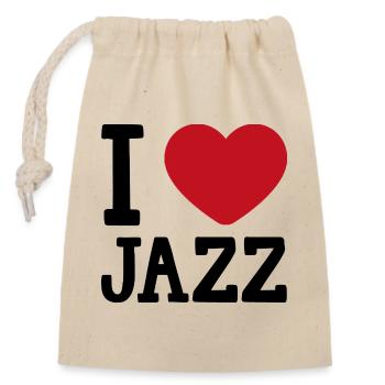 Citation I Love Jazz - Sac cadeau en coton avec cordon (14 x 20 cm) - nature - Devant