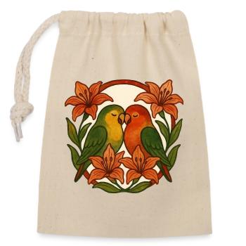 Romantic Lovebirds - Closable cotton gift bag (14x20cm) - nature - Front