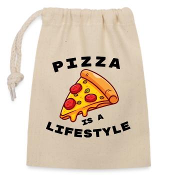 La pizza est un mode de vie - Sac cadeau en coton avec cordon (14 x 20 cm) - nature - Devant